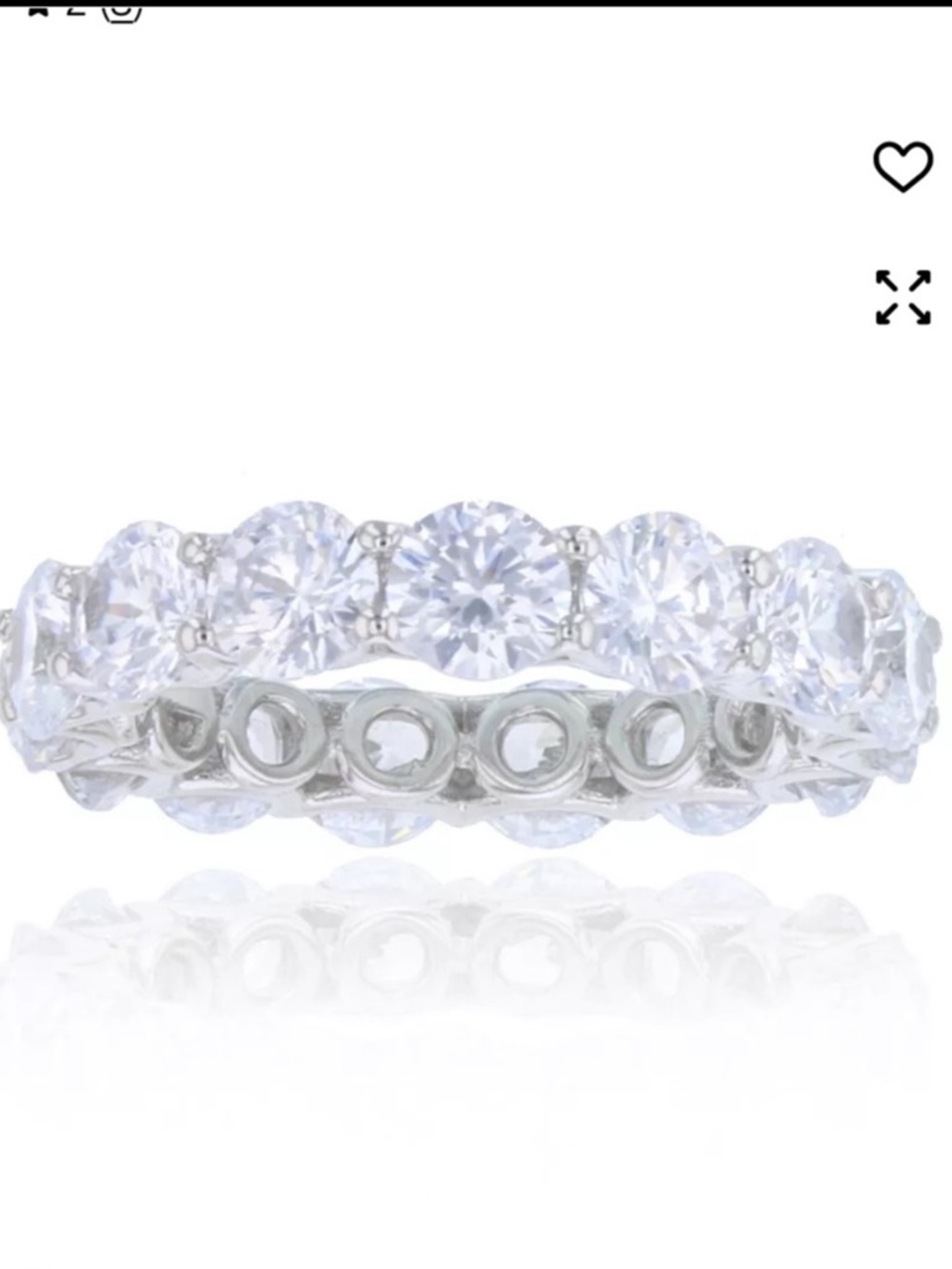White Cubic Zirconia Eternity Band in Rhodium Plated S Silver. Macy’s. Sz 6. NWT